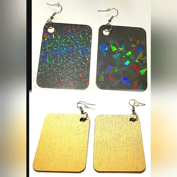 New Handcrafted Italia Holographic & Hand-painted Wood Earrings! 2.5" inch Women - Picture 1 of 6